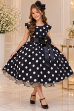 Vestido Ysa Kids Penelope Bolinhas Preto
