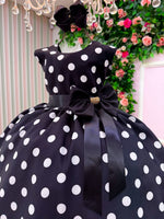 Vestido Ysa Kids Penelope Bolinhas Preto