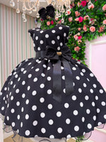Vestido Ysa Kids Penelope Bolinhas Preto