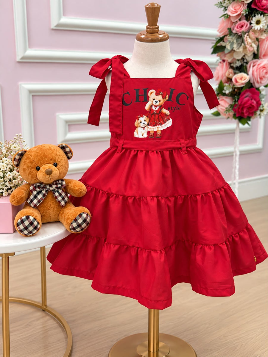 Vestido Blogueirinha Ursinho dos Sonhos Vermelho