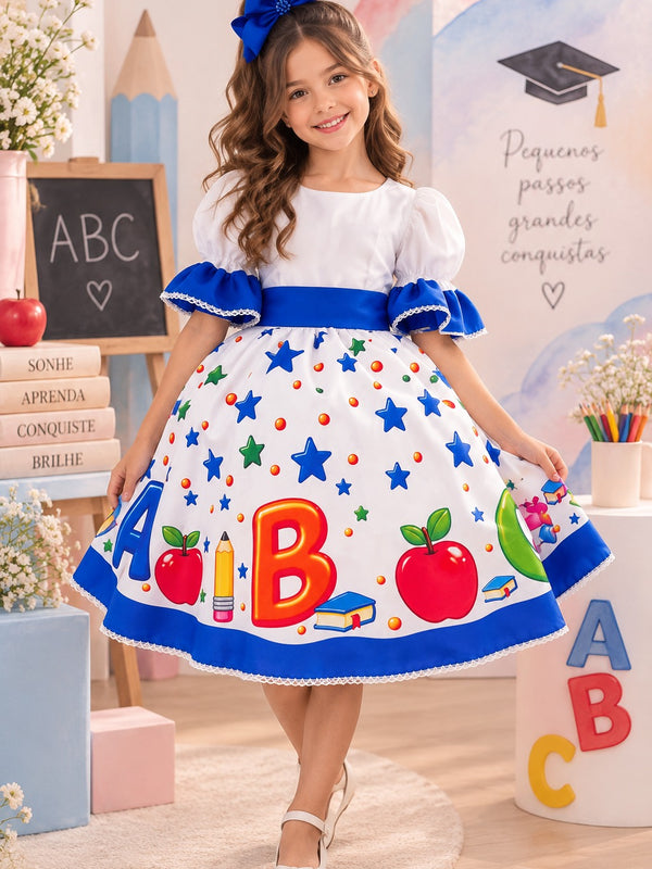 Vestido Marie Doce Formatura ABC Aquarela Azul Royal