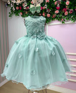 Vestido Juvenil Vila Lele Regata Flores Verde Menta