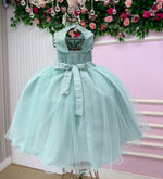 Vestido Juvenil Vila Lele Regata Flores Verde Menta