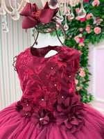 Vestido Juvenil Vila Lele Regata Flores Marsala