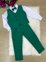 Conjunto Miss Cherry Social Leonardo Colete Verde Bandeira