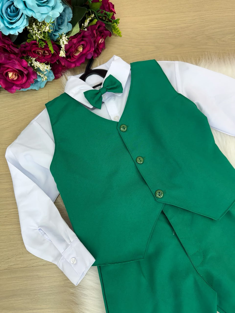 Conjunto Miss Cherry Social Leonardo Colete Verde Bandeira