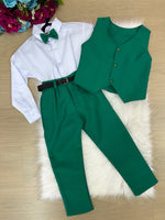 Conjunto Miss Cherry Social Leonardo Colete Verde Bandeira